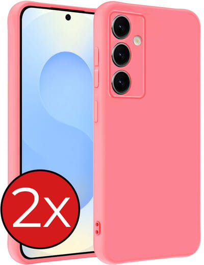 Hoesje - 2 Stuks - Geschikt voor Samsung Galaxy S25 FE - Sterk & Shockproof - Telefoonhoes - Back Cover - Case Siliconen - Telefoon Hoes - Lichtroze