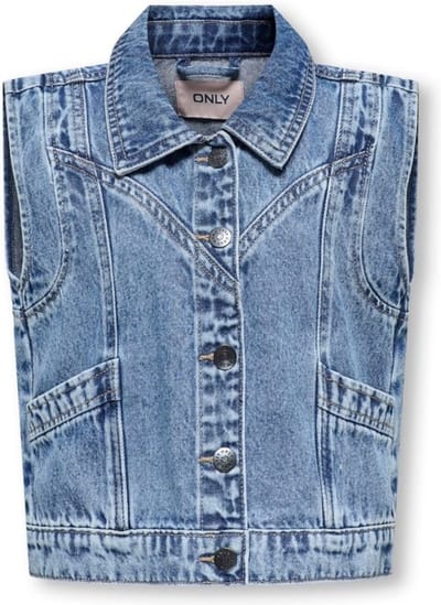 ONLY KOGKENNEDY SL DNM WAISTCOAT BJ Meisjes Vest - Medium Blue Denim - Maat 152