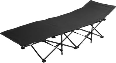 Opklapbaar Campingbedje - Draagbaar Bed - Buiten Ontspannen - Roestvrijstalen Frame - 188 x 66 cm - Grijs