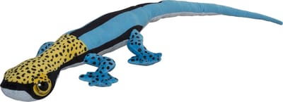 Nature Planet Knuffeldier Gekko Hagedis - zachte pluche stof - premium knuffels - blauw/geel - 112 cm