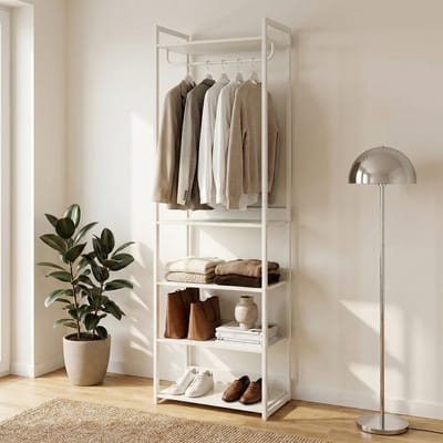 Kledingrek Jässaatka met 5 planken 200x61x40 cm grijs [en.casa]