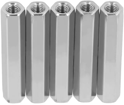 Dailygoods- Koppelingsmoeren 5 stuks - Zeskantige Wartelmoer - Roestvrij Staal 304 - M8 x 1,25 - Buitendiameter 13 mm - Lengte 75 mm - Moeren