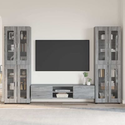 vidaXL - Tv-meubelset - FLORIN - 3 - st - Grijs - Sonoma - Bewerkt - hout