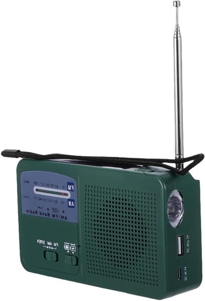Noodradio Hand Crank - Draagbare Radio - Noodsituaties Buiten - Met Oplaadfunctie - 14 cm - Groen