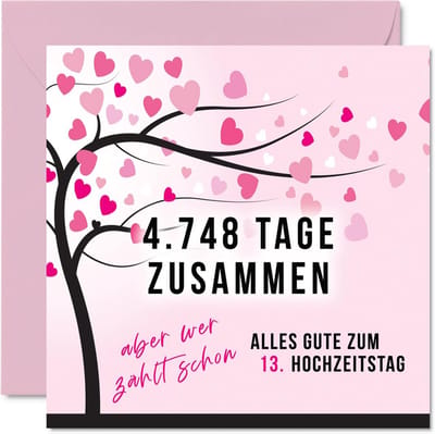 Grappige Huwelijksdag Kaart 13 Jaar Samen - Wenskaart Jubileum voor Man of Vrouw