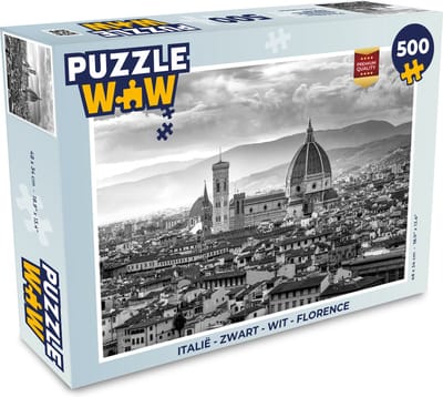 Puzzel Italië - Zwart - Wit - Florence - Legpuzzel - Puzzel 500 stukjes