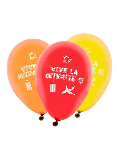 HOBI - 8 veelkleurige latex ballonnen "Lang Leve Het Pensioen" 30 cm feestdecoratie