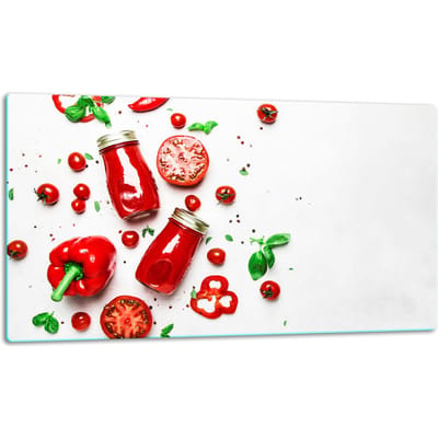TMK ArtDeko Serie - Glassnijdplank - 52x30cm - Paprika Motief - Inductiekookplaten Veilige