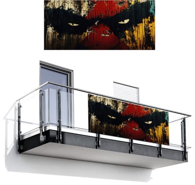 Balkonscherm 200x90 cm - Balkonposter Graffiti - Ogen - Abstract - Balkon scherm decoratie - Balkonschermen - Balkondoek zonnescherm