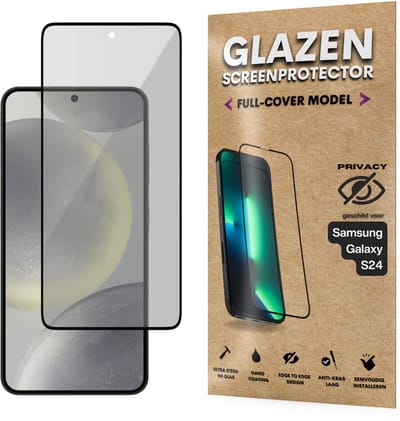 Privacy Screenprotector - Geschikt voor Samsung Galaxy S24 - Gehard Glas - Full Cover Tempered Privacy Glass - Case Friendly