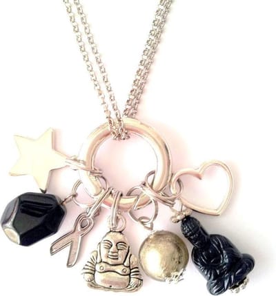 Lucky Black Buddha Charm ketting voor Pink Ribbon