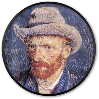 Poster in lijst Rond - Fotolijst 60x60 cm - Posters - Zelfportret met grijze vilthoed - Vincent van Gogh - Ronde posterlijst zwart - Decoratie - Wanddecoratie woonkamer - Muurdecoratie slaapkamer