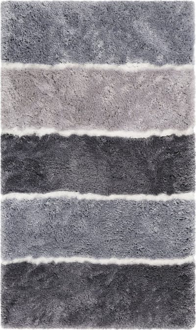 Homie Living - Rio Marina - Badmat - 55x65 cm - zilvergrijs - Douchemat Basic – Bestseller Gestreept Design – Comfortabel & Absorberend – Wasbaar en Antislip