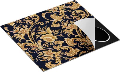 Chefcare Inductie Beschermer Decoratieve Gouden Bloemen Achtergrond - 60x50 cm - Afdekplaat Inductie - Kookplaat Beschermer - Inductie Mat