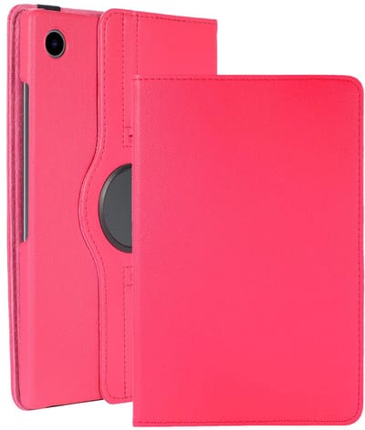 Hoesje Geschikt voor Samsung Galaxy Tab A11 / A9 - 360 Graden Draaibare Hard Cover Case - Tablet Hoes Draaibaar - Donkerroze