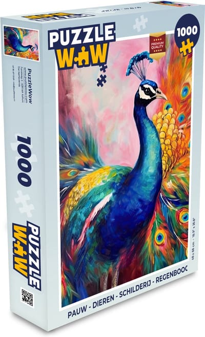 Puzzel Pauw - Dieren - Schilderij - Regenboog - Legpuzzel - Puzzel 1000 stukjes volwassenen
