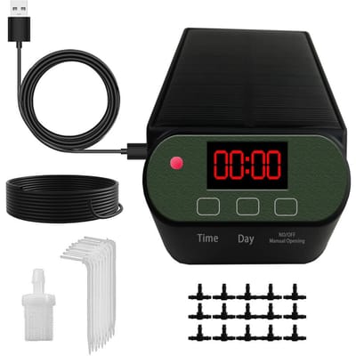 Zonne-aangedreven LCD-scherm Huis Tuin Irrigatiebesturingsapparaat Automatische Waterbesparende Irrigatie zwart