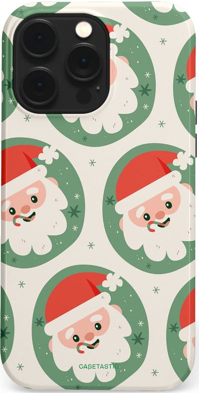 Casetastic hoesje geschikt voor Apple iPhone 14 Pro Max - MagSafe - Dubbellaagse bescherming - Zuurstok Groen Witte Kerstman - Fashion Case - Wit Saliegroen Crème Terracotta