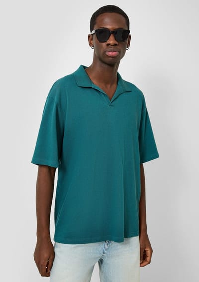 Polo van gemengd linnen jersey QS