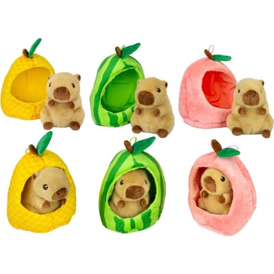 Pluche capybara 15cm in fruit 3 ass.