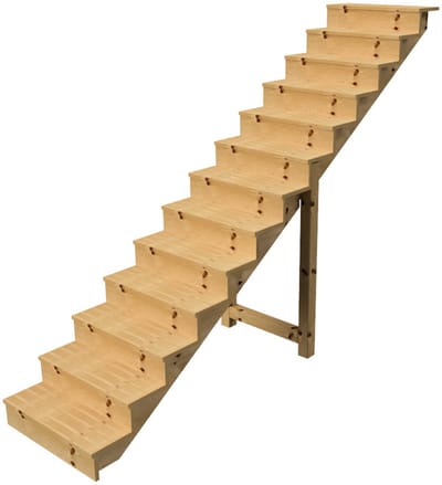 BERLIN Houten Buitentrap - 13 Gesloten Treden 224 cm Hoog - 80 cm Breed
