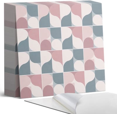 Coloray Plaktegels - Abstract geometrisch patroon Zelfklevende Tegels - 20 cm x 20 cm - Roze Plaktegels - 20 stuks - Vierkant PVC Tegels - Plaktegels Badkamer - Plaktegels Vloer - Vinyl Tegels Zelfklevend - Wandtegel Zelfklevend