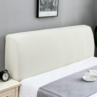 Stretchtijkop voor Bed, Verstelbare Hoofdbordhoes, Witte Hoofdbordbescherming 200-220 cm, Padded Design