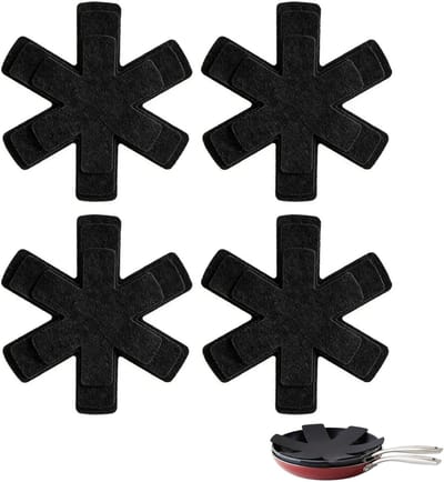 SnelShoppen - 12-delige set antislip hittebestendige pannenbeschermers van hoogwaardig vilt, stapelbescherming in 3 maten (33, 28, 24 cm), grijs, voor
