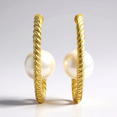 Cavill - Zilveren Vergulde Oorbellen met 2 Witte Zoetwaterparels 8 mm - 925 Sterling Zilver - Elegant & Stijlvol Cadeau