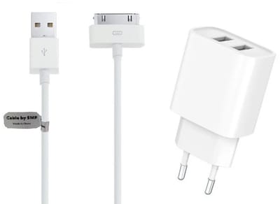 OneOne 2.4A lader met 2 poorten + 1,0m USB kabel. Oplader adapter past op Apple iPhone 3G, 3Gs, iPhone 4, 4s, iPad 1, iPad 2, iPad 3, iPod Classic, iPod Mini, iPod Nano 1, 2, 3, 4, 5, 6, iPod Touch 1, 2, 3, 4