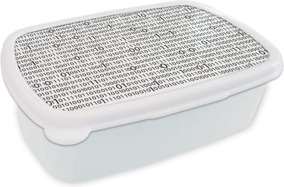 Broodtrommel Wit - Lunchbox - Brooddoos - Programmeren - Computer - Patronen - 18x12x6 cm - Volwassenen