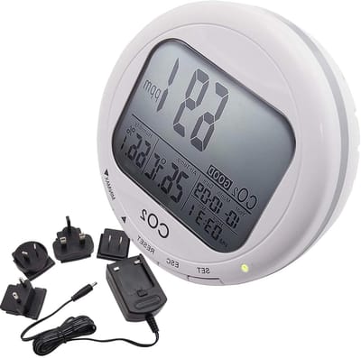 Desktop Indoor Luchtkwaliteit IAQ Temperatuur Vochtigheid RH Kooldioxide CO2-tester Meetapparaat Monitor met niet-dispersieve InfraRed (NDIR) Sensor 2 Alarmlimiet