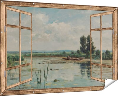 Gards Tuinposter Doorkijk Plas bij Loosdrecht - Willem Roelofs - 180x120 cm - Tuindoek - Tuindecoratie - Wanddecoratie buiten - Tuinschilderij
