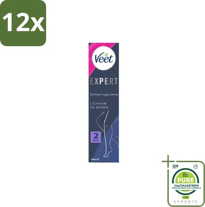 Veet Expert Ontharingscrème Benen 200 ml - Voordeelverpakking - 12 stuks - Veet ontharingscrème - Ontharingscrème benen
