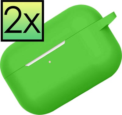 Hoes - 2 Stuks - Geschikt voor Apple AirPods Pro 2 - Siliconen Hoesje met Clip - Silicone Case Cover - Groen