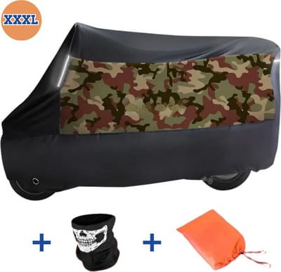 Universele Motorhoes XXXL - Motorhoes Voor Buiten 295 x 110 x 140 cm - Scooterhoes Waterdicht Buiten + Opbergtas + Extra Gezichtsmasker - Camouflage