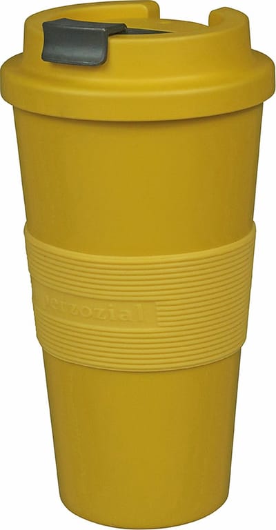 ZUPERZOZIAL - C-PLA, reisbeker, koffiebeker, coffee to go beker, TIME-OUT MUG large, saffron yellow, geel, 480ml