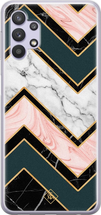 Casimoda® hoesje - Geschikt voor Samsung A32 5G - Marmer Triangles - Backcover - Siliconen/TPU - Multi