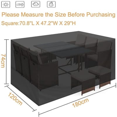 180 x 120 x 74 cm Tuinmeubelhoezen Waterdichte tuinmeubelhoezen Bescherming tegen alle weersomstandigheden Buitentafelhoes