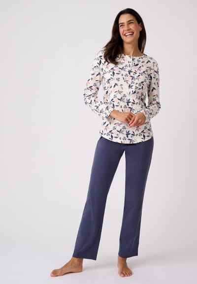 Damart - Set van 2 pyjama's van zuiver gekamd jersey katoen - Dames - Wit - 34-36 (XS)