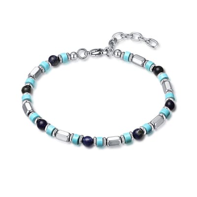Twice As Nice Armband in edelstaal, gekleurde stenen Zilverkleurig 18cm+3cm