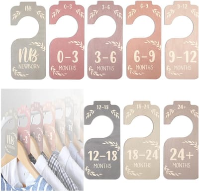 Dailygoods- Maatscheiders 8 Stuks - Kledingstang 0-24 Maanden - Babykleerhangers - Scheidingswanden Hout - Organiseren - Hoogwaardig Populierenhout - Kledingindeling