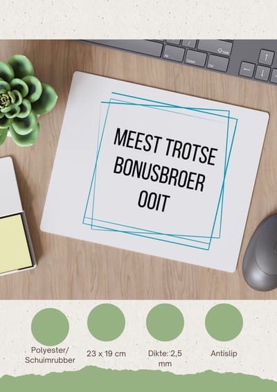 Akyol - meest trotse bonusbroer ooit Muismat - Broer - trotse bonusbroer - verjaardagscadeau - verjaardag - cadeau - cadeautje voor broer - broer artikelen - kado - geschenk - gift - 23 bij 19 cm