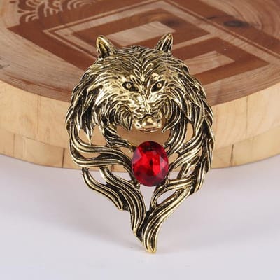 Broche tête de loup dominatrice rétro pour homme, accessoire de costume, veste, corsage, pendentif animal, double usage brown