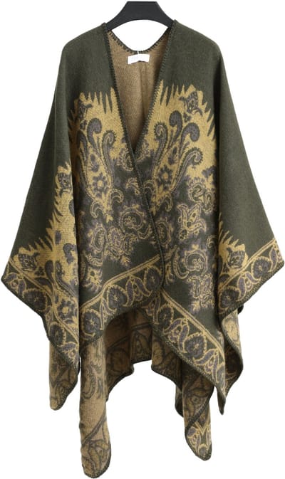 Emilie scarves - poncho - cape - omslagdoek - olijfgroen