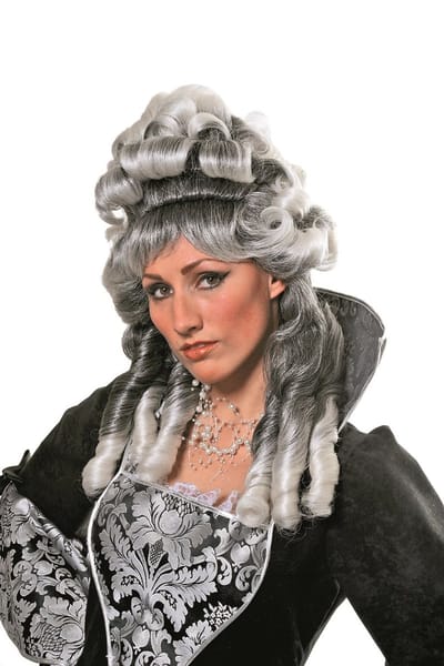 Roccoco pruik dame zwart/grijs