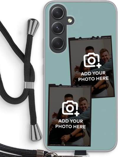 Gepersonaliseerd - Case Company® - Hoesje met koord geschikt voor Samsung Galaxy A54 hoesje met Koord - Polaroid Zwart - Telefoonhoesje met Zwart Koord - Bescherming aan alle Kanten en Over de Schermrand