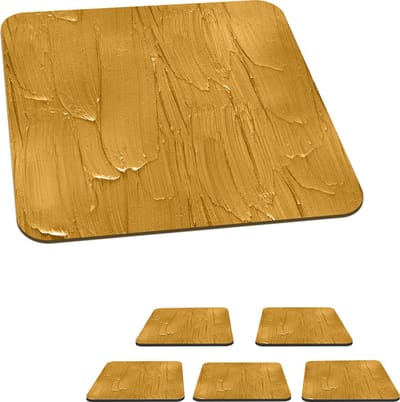 Onderzetters voor glazen - Verf - Patronen - Oker - 10x10 cm - Glasonderzetters - 6 stuks