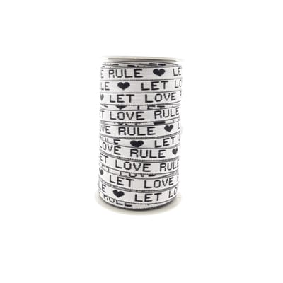 Armbandjes Lint - Festival lint - Let love rule - Lint wit-zwart - 25 meter