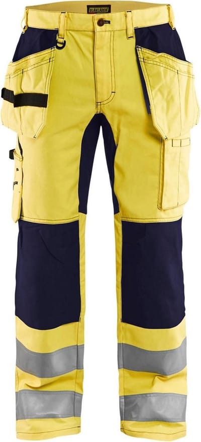 Blaklader Werkbroek met stretch High Vis 1552-1811 - High Vis Geel/Marineblauw - C146